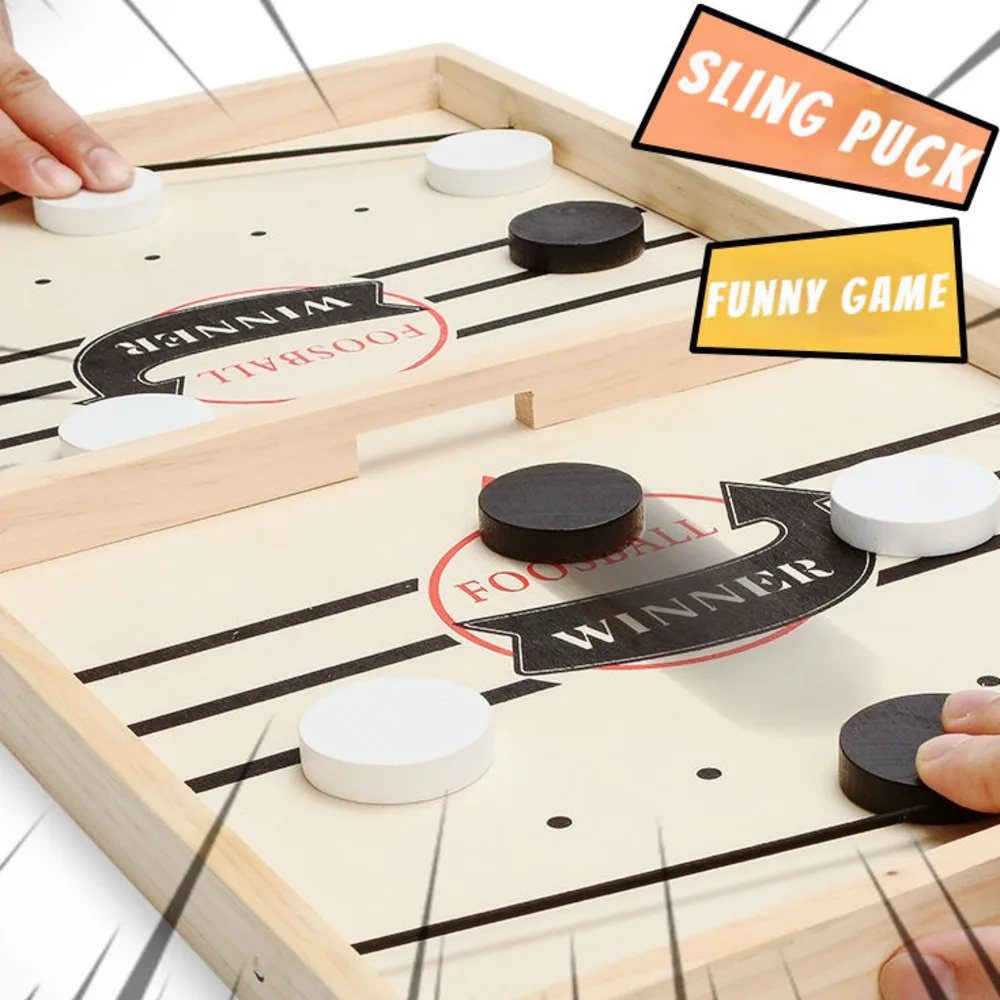 Interactive Tabletop Hockey Game with Quick Slingshot
