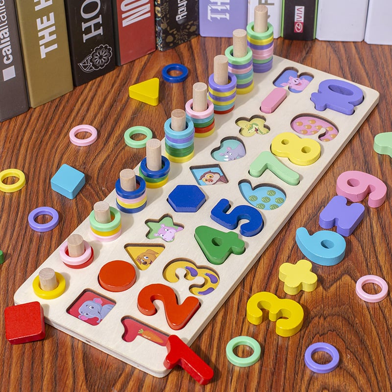 TriSkill Wooden Puzzle: Colors, Numbers & Shapes