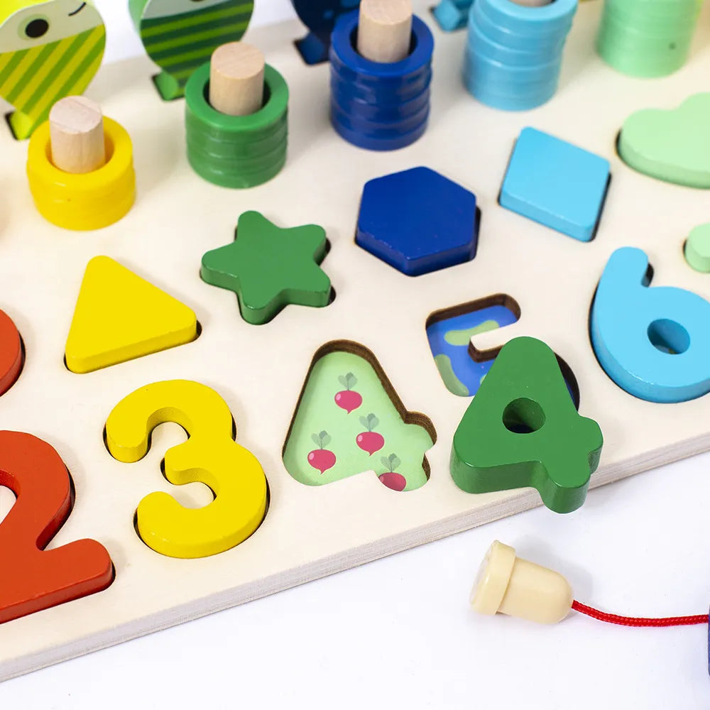 TriSkill Wooden Puzzle: Colors, Numbers & Shapes