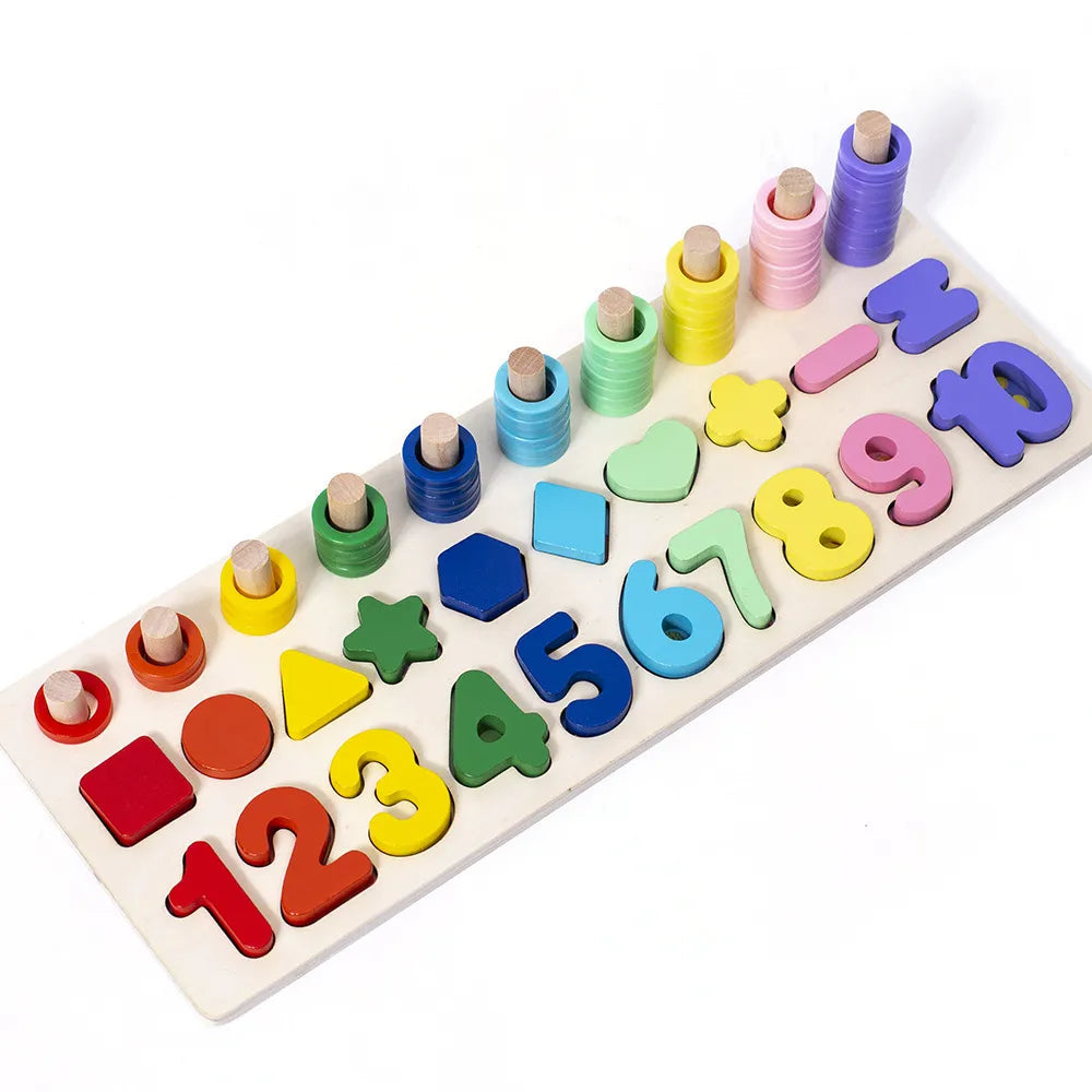 TriSkill Wooden Puzzle: Colors, Numbers & Shapes