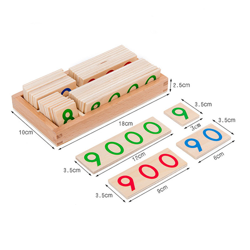 Montessori Kids Wooden Math Cards 1-9999